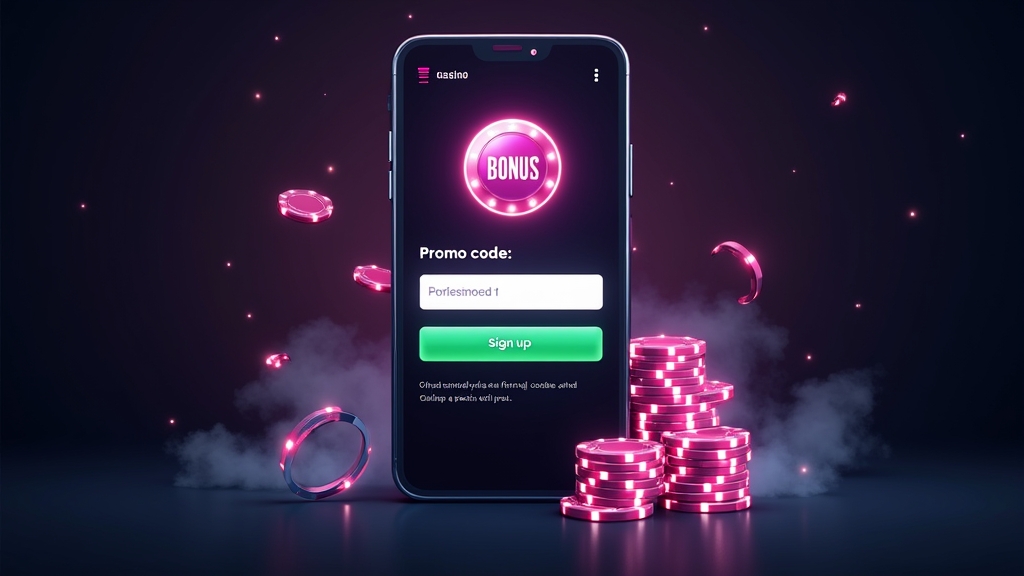 Promo code entry field on a casino registration form with a bonus badge