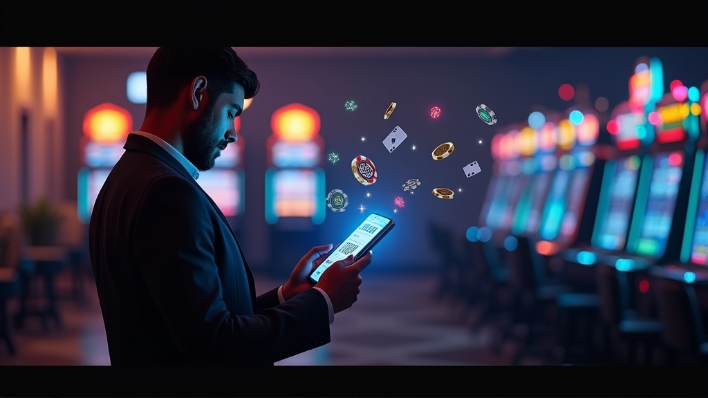 New player viewing a no deposit bonus code on a phone in a casino setting