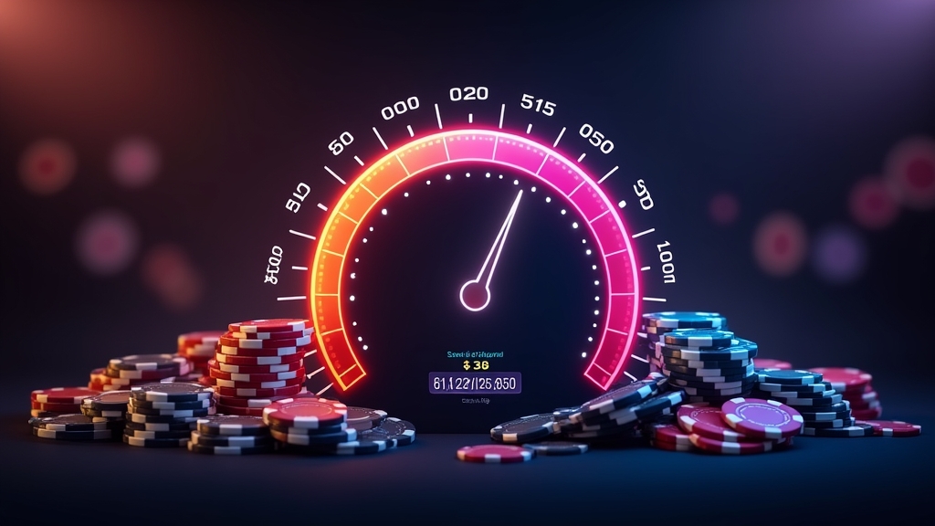 Wagering progress meter beside casino chips and slot reels